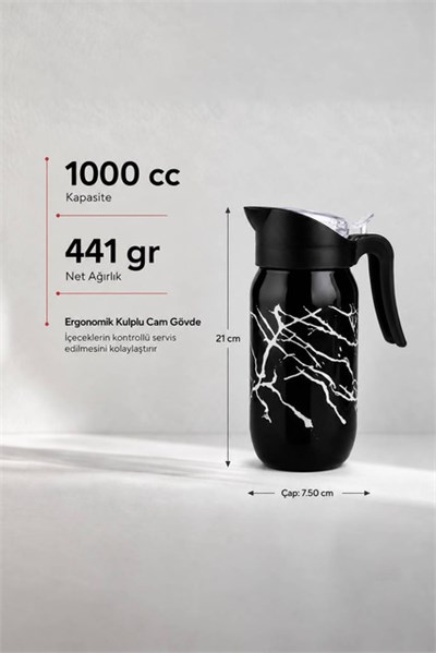 Çok Amaçlı Kulplu Cam Sürahi 1000 cc