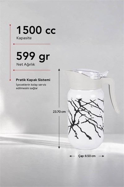 Çok Amaçlı Kulplu Cam Sürahi 1500 cc
