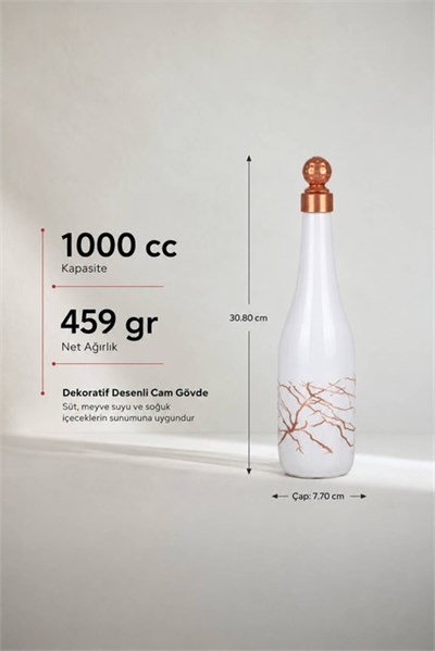  Cam Servis Şişesi Mermer Desenli 1000 cc