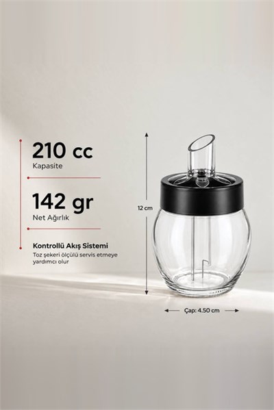 Cam Toz Şeker Dispenseri 210 cc