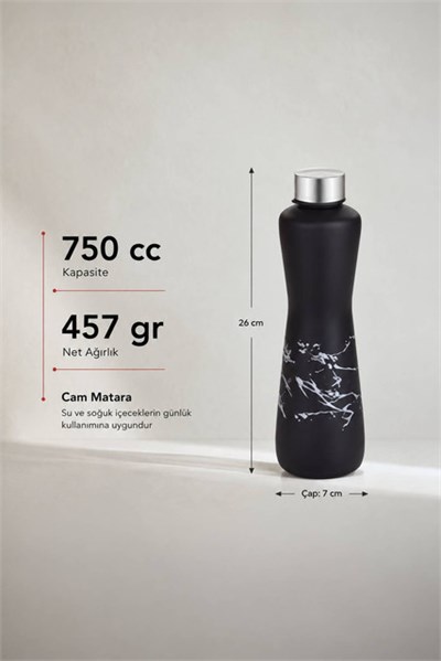 Gümüş Mermer Desenli Cam Matara 750 cc