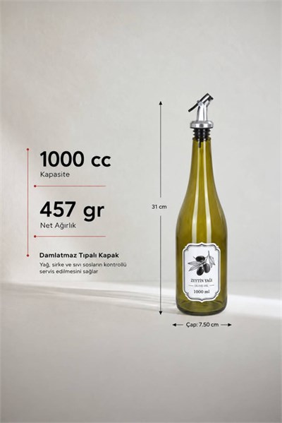 Yeşil Cam Yağlık Şişesi 1000 cc