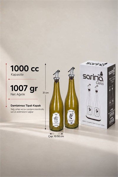 2li Yeşil Cam Yağlık Seti 1000 cc