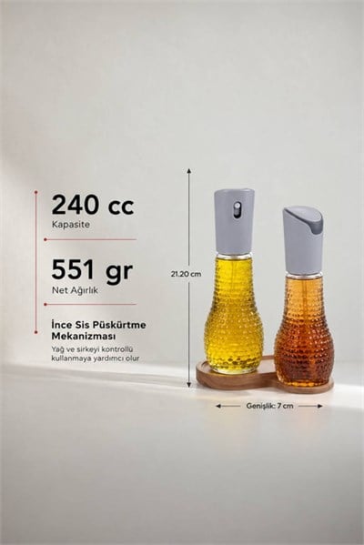 2li Ahşap Standlı Sprey Yağlık ve Sirkelik Seti 240 cc