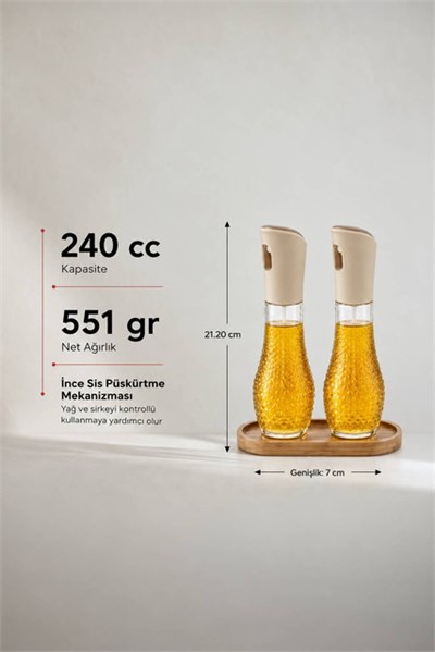 2li Bambu Standlı Sprey Yağlık ve Sirkelik Seti 240 cc