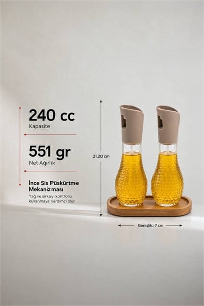 2li Ahşap Standlı Sprey Yağlık ve Sirkelik Seti 240 cc