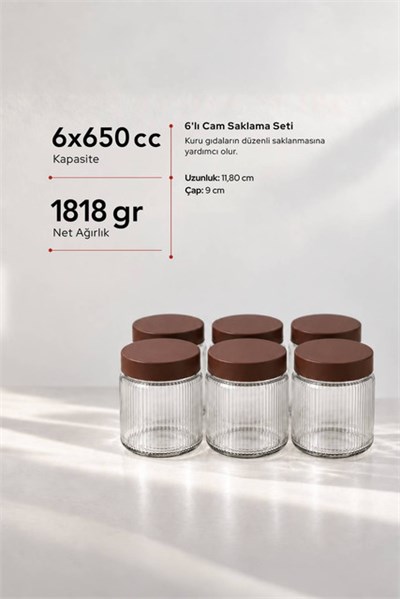 6’lı Diamond Cam Saklama Kavanozu Seti 650 cc