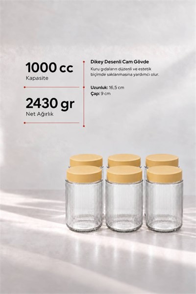 6’lı Diamond Cam Saklama Kavanozu Seti 1000 cc