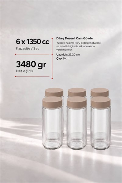 6’lı Diamond Cam Saklama Kavanozu Seti 1350 cc