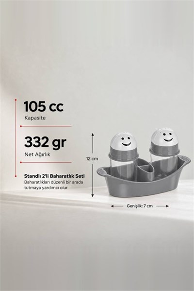 2li Dekoratif Cam Tuzluk  105 cc (Standlı)