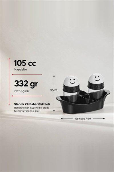 2li Dekoratif Cam Tuzluk  105 cc (Standlı)