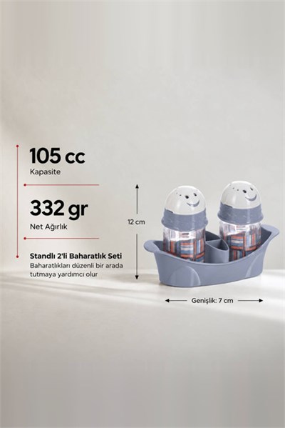 2li Desenli Cam Tuzluk Seti 105 cc (Standlı)