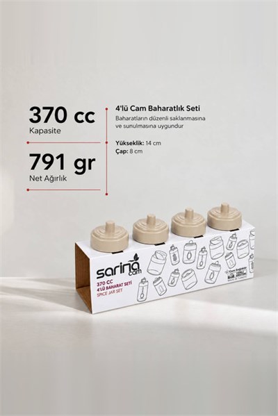 4’lü Cam Baharatlık Seti 300 cc