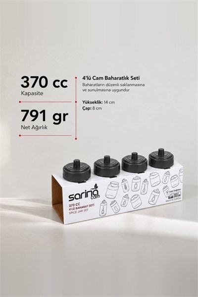 4’lü Cam Baharatlık Seti 300 cc