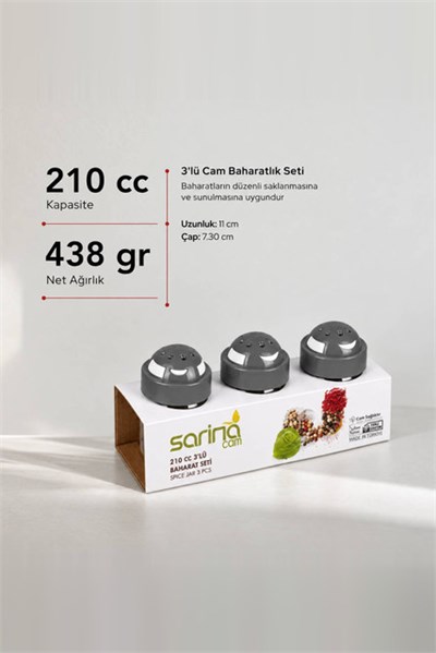 3’lü Cam Baharatlık Seti 210 cc 