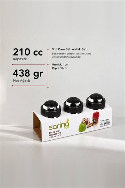 3’lü Cam Baharatlık Seti 210 cc 