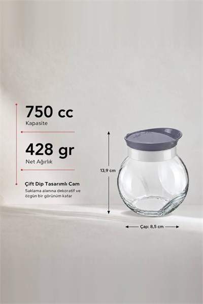 Çift Dip Tasarımlı Cam Kavanoz 750 cc