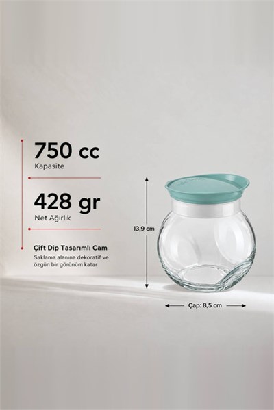 Çift Dip Tasarımlı Cam Kavanoz 750 cc