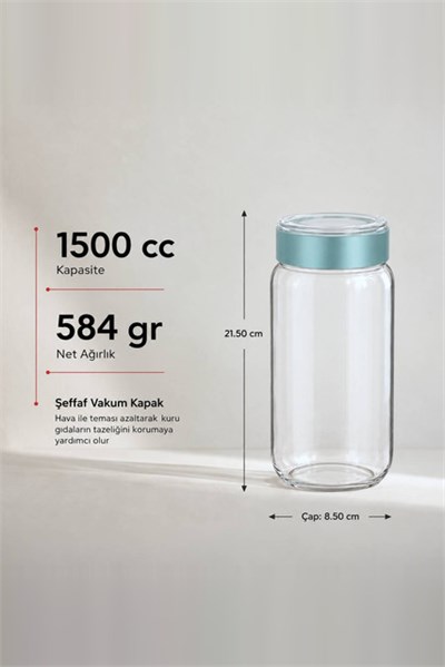 Vakum Kapaklı Cam Kavanoz 1500 cc