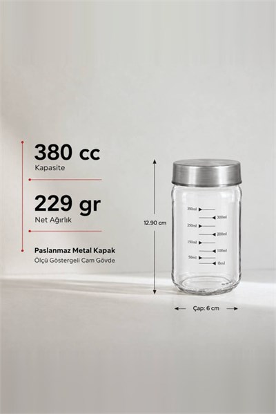 Metal Kapaklı Ölçülü Baharatlık 380 cc