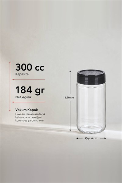 Vakum Kapaklı Baharatlık 300 cc