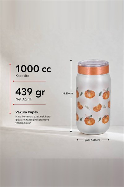 Desenli Vakum Kapaklı Kavanoz 1000 cc