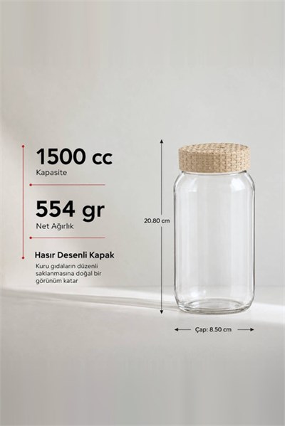 Hasır Desenli Cam Kavanoz 1500 cc