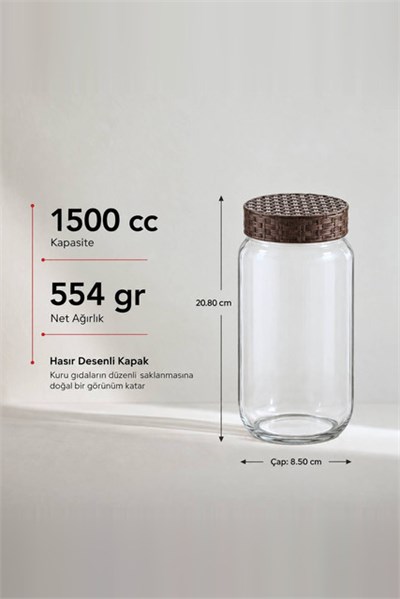 Hasır Desenli Cam Kavanoz 1500 cc