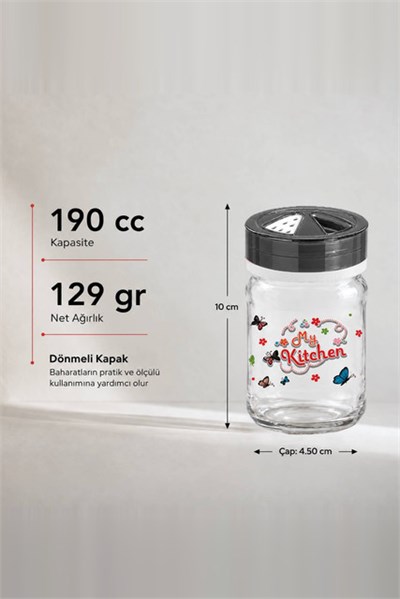 Dekoratif Kristal Cam Baharatlık 190 cc