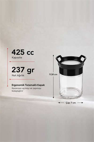 Kulplu Cam Kavanoz 425 cc