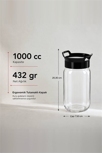 Kulplu Cam Kavanoz 1000 cc