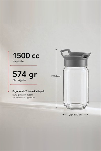 Kulplu Cam Kavanoz 1500 cc