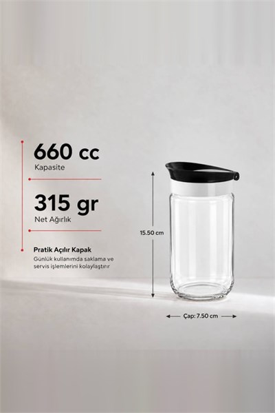 Kapaklı Cam Kavanoz 660 cc