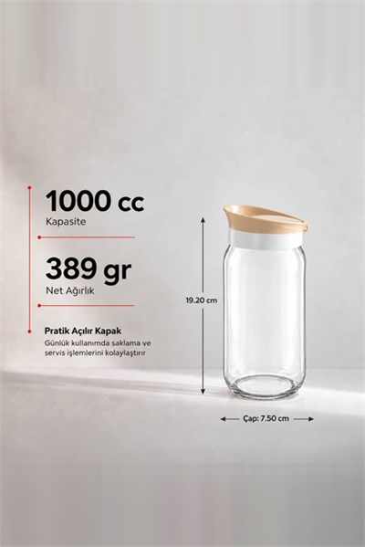 Kapaklı Cam Kavanoz 1000 cc
