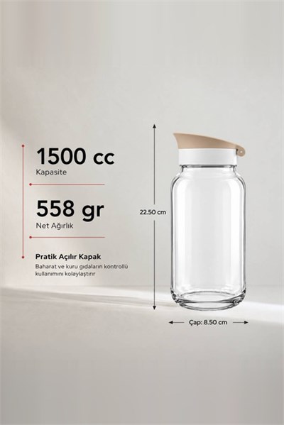 Kapaklı Cam Kavanoz 1500 cc