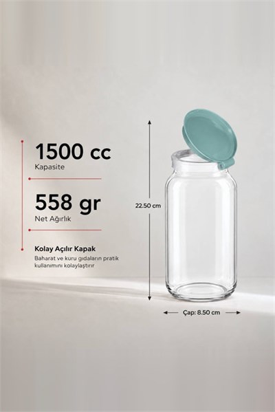 Kapaklı Cam Kavanoz 1500 cc