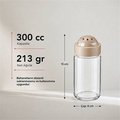 Kapaklı Cam Baharatlık 300 cc