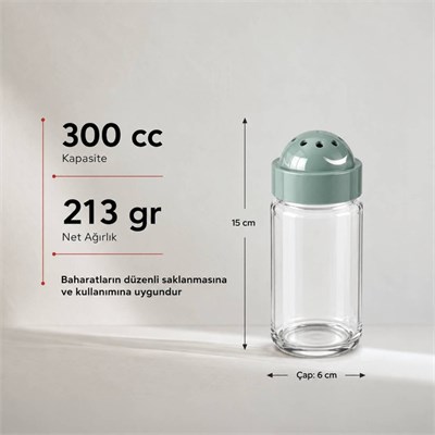 Kapaklı Cam Baharatlık 300 cc