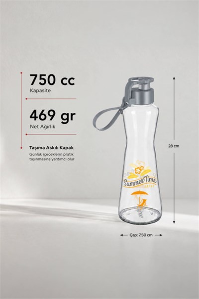 Sarina Desenli Cam Su Matarası  750 cc