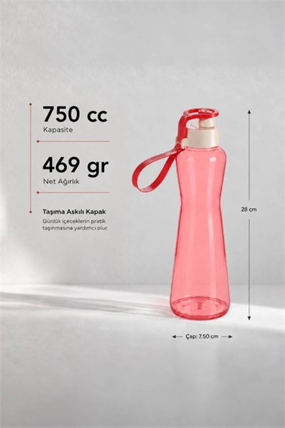 Sarina Renkli Cam Su Matarası  750 cc
