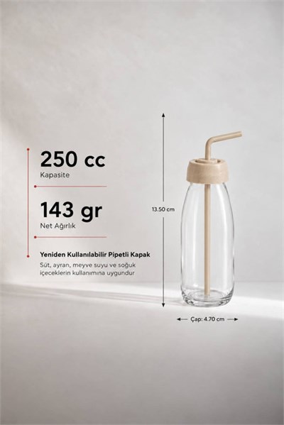 Sarina Pipetli Cam İçecek Şişesi 500 cc