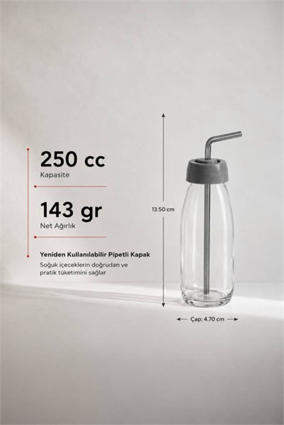 Sarina Pipetli Cam İçecek Şişesi 500 cc