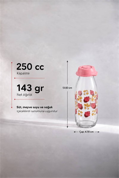 Sarina Desenli Cam Meyve Suyu ve İçecek Şişesi 250 cc