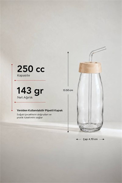 Sarina Pipetli Cam İçecek Şişesi 250 cc