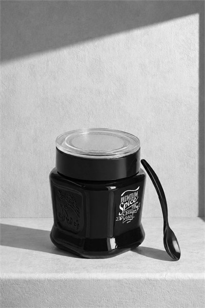  Vakum Kapaklı Gravürlü Cam Baharatlık 450 cc 