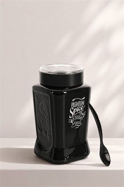  Vakum Kapaklı Gravürlü Cam Baharatlık 850 cc