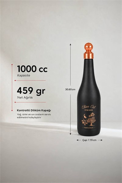 Mat Siyah Cam Yağlık 1000 cc