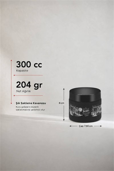 Mat Siyah Cam Saklama Kavanozu 330 cc