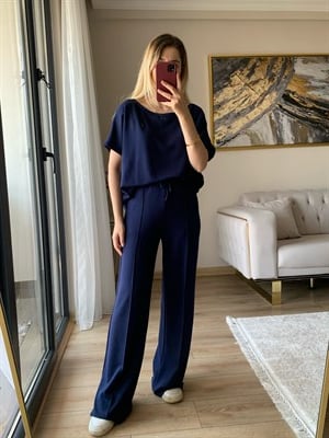 Kayık Yaka Lacivert Modal Takım