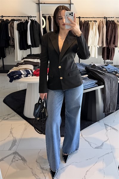 ALTIN DÜĞMELİ BLAZER SİYAH